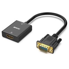 [Special Offer] (Female - Male) Monitor Adapter with 3.5mm VGA Audio Jack for Computers, TVs, HDMI Sticks, Computers, Desktops, Laptops, PCs, Monitors, Projectors, Raspberry Pi HDMI-VGA (Reverse)