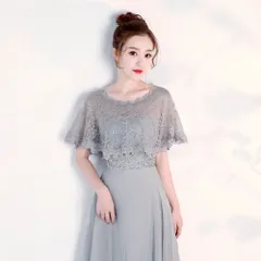 ☆ グレー ☆ ボレロ kwedb03 結婚式 ショール ボレロ レース フォーマル ケープ風 かぶり 披露宴 パーティー 二次会 パーティ 発表会 パーティードレス 花柄 フラワー スカラップ 肩掛け 春 夏 春夏 おしゃれ シンプル かわいい 可愛い