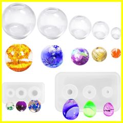 AFUNTA 3D球体シリコン樹脂型 7個 クリアシリコンボール型 卵ボールエポキシ樹脂型 宇宙球形ペンダント型鋳造型 DIYジュエリー製作、樹脂クラフト用