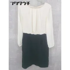 ◇ NATURAL BEAUTY BASIC 切り替え 長袖 膝丈 ワンピース サイズS アイボリー系 ブラック レディース 【中古】 【1101200012189】