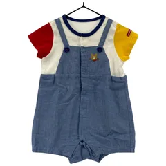 HOT BISCUITS ホットビスケッツ ロンパースオーバーオール size70/ホワイト×ブルー