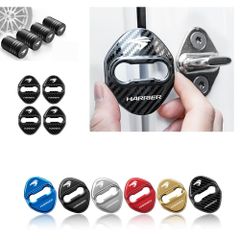 【在庫処分】ドアロックストライカーカバー ステンレス 高級鏡面ステンレス製 内装パーツ 80系60系 錆防止 ハリアー 4個セット（贈り物：ハリアー HARRIER ドアロックカバー タイヤバルブキャップ） ハリアー80系専用アクセサリー (カーボン調) Fo