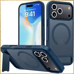 ☆彡送料無料でお届け☆彡Size:iPhone 17 Pro Max_Color:ブルー Aunote 対応 iPhone17promax ケース MagSafe対応 45°隠しキックスタンド 軍規防? 耐衝撃 対応 いphone17promax ケース カバ