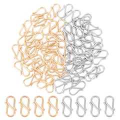 【迅速発送】2色 約60個 12.5mm 304ステンレス フッククラスプ フック留め具 留め金 S字 S型フック ステンレス色 ネックレス UNICRAFTALE ブレスレット 接続パーツ ステンレス エンドパーツ 金具 アアクセサリーパーツ 副資材 ハンド