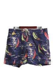 【お得なクーポン配布中!】 90s ポロ ラルフローレン 総柄 ショートパンツ メンズ L 古着 90年代 スイム ショーツ 短パン 海パン 水陸両用 ヨット柄 ナイロン コットン