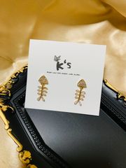 【K‘s store 2021】ピアス　925  ジルコン 魚骨　No.49