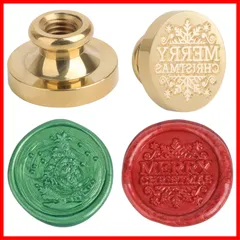 Sitengle シーリングワックス スタンプ ヘッドのみ 2個セット シーリングスタンプ ヘッド 真鍮製 ワックスシールスタンプ 封蝋 スタンプ クリスマス 祝福 祝い 蝋封 装飾 diy 手芸用品 プレゼント ギフト (セットA(クリスマスツリー+雪花＆英