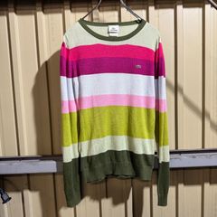 465 LACOSTE セーター ラコステ ピンク グリーン 冬 カラフル 古着卸アメリカ仕入