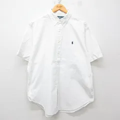 XL/古着 ラルフローレン 半袖 ブランド シャツ メンズ 90s ワンポイントロゴ 大きいサイズ コットン ボタンダウン 白 ホワイト 25apr22 中