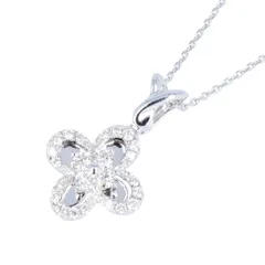 クローバーモチーフ ダイヤモンド ネックレス K18WG ホワイトゴールド ダイヤモンド 0.34ct 3.7g 45cm レディース アクセサリー ジュエリー 宝石 【中古】 USED-AB 【9304】