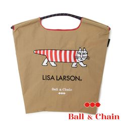 【正規品】ボールアンドチェーン (LISA LARSON リサラーソン / ベージュ) Mサイズ  トートバッグ エコバッグ 刺繍 ネコ 猫
