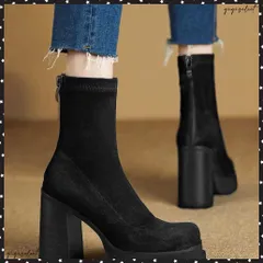 ブーツ レディース ショート ブーティー韓国 厚底ショートブーツ レディース 疲れないハイヒールスエードブーツ きれいめ 歩きやすい靴 アンクルブーツ履きやすい痛くない厚底ブーツ チャンキーヒール靴 秋冬靴おしゃれ大人