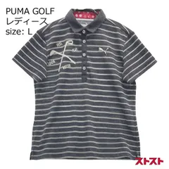 PUMA GOLF プーマゴルフ 半袖ポロシャツ ボーダー柄 ネイビー系 L [240001922075]#