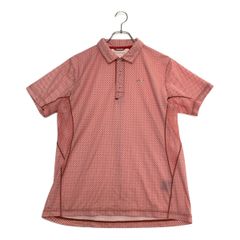 中古 メンズ ザ・ワープ THE WARP 半袖ポロシャツ L 赤×白 レッド×ホワイト ドット柄