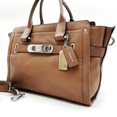 ?美品? COACH コーチ スワッガー ハンドバッグ ブラウン 茶色 レザー 革 キーホルダー ユニセックス 男女兼用