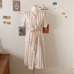 ALL チェックショートスリーブドレス
