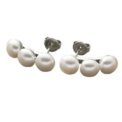 【シルバー × ピアス】[Cream dot. クリームドット公式] ピアス レディース ステンレス製 金属アレルギー つけっぱなし サージカルステンレス パール 3連 2WAY 大人 結婚式 お呼ばれ 二次会