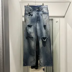 ANCELLM アンセルム 24SS CRASH SELVEDGE DENIM STRAIGHT 5P PANTS ダメージデニムパンツ ライトブルー  size2 ANC-PT47【中目黒R11】 - メルカリ