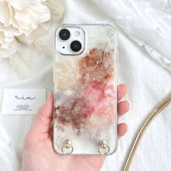 くすみローズ　ニュアンスiPhoneケース　スマホケース　Android　全機種対応　スマホストラップ　ハードケース　アルコールインクアート　ハンドメイド　iPhone17 iPhone17Pro  iPhone17Air  iPhone17pro max