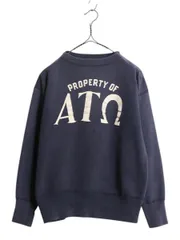 【お得なクーポン配布中!】 50s ★ チャンピオン 2段 カレッジ プリント スウェット メンズ M 古着 小文字 ランタグ ヴィンテージ 裏起毛 100% コットン トレーナー 紺