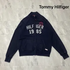 Tommy Hilfiger トミーヒルフィガー sweat スウェット ジップアップ ビッグ刺繍ロゴ ネイビー サイズS 玉FL3925