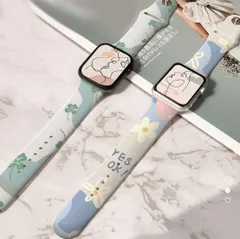 Apple Watch Series 1 2 3 4 5 6 7 SE 対応 交換 バンド シリコン クローバー フラワー カモ柄 カモフラージュ シリコン ベルト 時計バンド アップルウォッチバンド 腕時計ストラップ