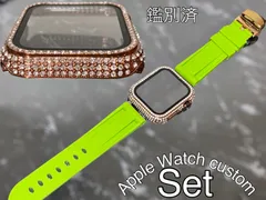 ローズ　ライム　アップルウォッチ ケースカバーApple Watch. Dラバーベルト ラバーバンド キラキラカバー ケース 鑑別済み 最高品質