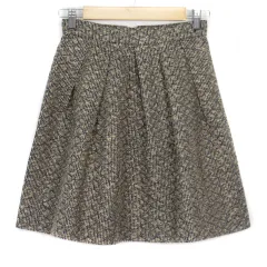 トランテアン ソン ドゥ モード 31 Sons de mode スカート フレア タック ツイード ウール シルク 36 ベージュ 黒 ブラック