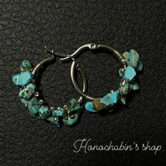 *特別価格*つぶつぶ天然石ターコイズとつぶつぶ極小シルバービーズのシルバーフープピアス