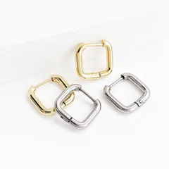 選べる2色！スクエア フープピアス ワンタッチタイプ サージカルステンレス【ste102】