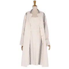 極美品 ビューティフルピープル beautiful people コート ドッキング レイヤード ストライプ リネン アウター レディース 34(S相当) アイボリー/ネイビーのサムネイル