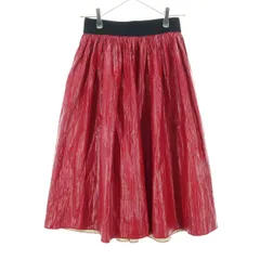 美品 ZARA BASIC ザラベーシック ウエストゴム 膝丈スカート S レッド レディース 古着