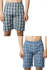 Y's factory トランクス ５分丈 メンズ ロング パンツ ランダムセット 下着 前閉じ インナー アンダーウェア チェック シンプル 大きいサイズ 綿100% コットン 肌着 くつろぎ リラックス(チェック2枚セットB,  5L)