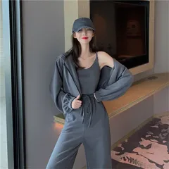 上下セット セットアップ スウェット スポーツウェア レディース 3点セット パーカー ジップアップ インナー スウェットパンツ おしゃれ 新作haohout40