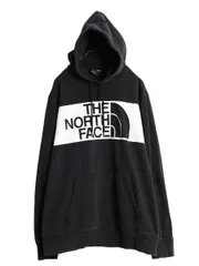 【お得なクーポン配布中!】 US企画 ノースフェイス プリント スウェット フード パーカー メンズ XL 古着 The North Face アウトドア スエット プルオーバー ブラック