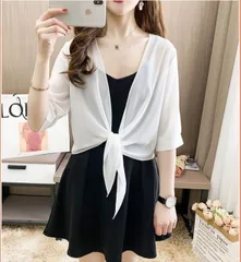 ワンピース ブラウス フレアワンピース ワンピドレス ショート ショート丈 袖あり 7分袖 七分袖 Uネック ラウンドネック 襟なし フレア Aライン フリル 2way 透け感 シースルー 2点セット お得 かわいい 大人可愛い きれいめ シンプル カジュアル