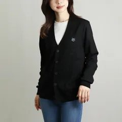 メゾンキツネ MAISON KITSUNE ユニセックス メンズ レディース ニットカーディガン ボールド フォックスヘッド パッチ レギュラー LM00505KT1036 ブラック