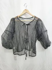 ◇ ◎ ●未使用● ⊂ JUNOAH ジュノア 長袖 カーディガン サイズL ブラック レディース P  【1410230020577】