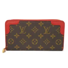 LOUIS VUITTON ルイ・ヴィトン ジッピーウォレット LVロゴ フラワー マロン ブラウン レッド 旧型 ラウンドファスナー ロングジップウォレット 美品 モノグラム レティーロ スリーズ 長財布 M61854