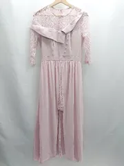 ◇ ⊂ OMUSES パール装飾 レース 七分袖 ロング丈 ワンピース サイズM ピンク系 レディース E  【1503060024430】