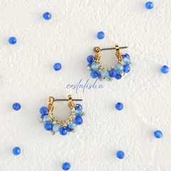 天然石　サファイア　AAA　アクアマリン　AAA-　トパーズ　AA＋＋　3月　9月　11月誕生石　誕生石　ブルー　ピアス　チタン　フープピアス　アレルギー対応　(フープイヤリング変更可)　14kgf