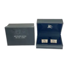【中古】【箱付き】 BURBERRY BLACK LABEL バーバリーブラックレーベル ロゴ カフスボタン シルバー 412197 カフス