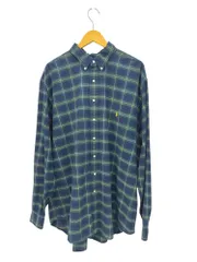 RALPH LAUREN (ラルフローレン) ボタンダウン 長袖シャツ チェック ワンポイント刺繡 2XLT ネイビー×グリーン メンズ/028