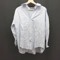 ◇ ZARA ザラ フロントボタン ストライプ柄 カジュアル 長袖 シャツ サイズUSA XS ブルー ホワイト メンズ E  【1308290021002】