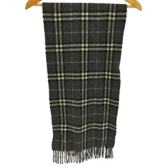 バーバリーロンドン BURBERRY LONDON グレー ノバチェック カシミヤ フリンジ マフラー メンズ 表記無 のサムネイル