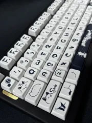【訳あり】【廃番】キーキャップ ふわふわコンコン PBT 狐 (ホワイト/ブラック)