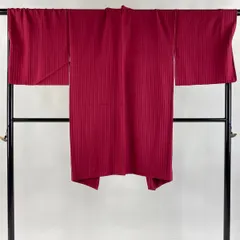 羽織 身丈102cm 裄丈70cm L 縦縞 赤紫 正絹 逸品 【中古】