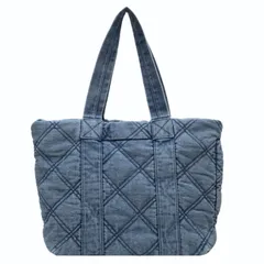 [FARFADET] デニムバッグ トートバッグ 大容量 キルティング bag かばん レディース カジュアル 通勤 通学 (ウォッシュ) [ウォッシュ]