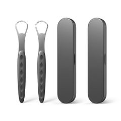 【数量限定】舌ブラシ AioBos 舌クリーナー 舌みがき 舌磨き 口臭予防 両面使用 タングスクレーパー 舌スクレーパー（2パック） 2つの独立した収納ボックス