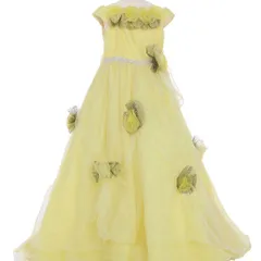 子供用黄色ドレス　 ハロウィンコス 発表会 写真館ドレス スタジオドレス ピアノ　キッズ ロングドレス  ドレス 女の子  結婚式キッズドレス 　パーティードレス   誕生日ドレス　TKZ04